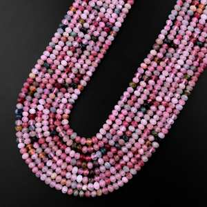 ลูกปัดโรนเดลล์พลอยทัวร์มาลีนสีชมพูธรรมชาติทรงเหลี่ยม สำหรับทำเครื่องประดับ DIY ขายส่ง - Product Image 6