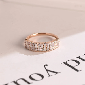 14K Rose Gold Emerald Cut Lab Grown Diamond Wedding Band <b>Ring</b> - Product Image 1