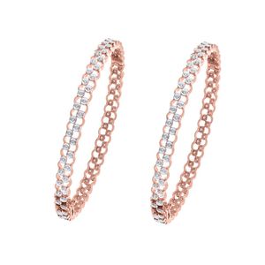 กำไลข้อมือคู่ประดับเพชรทรงกลมสีโรสโกลด์แบบฝังขอบ - Product Image 2