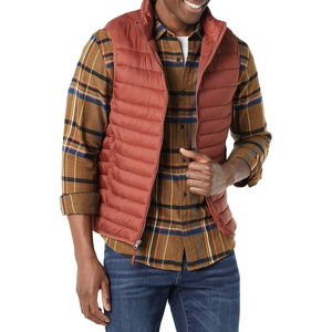Gilet matelassé bordeaux pour homme, col montant, fermeture éclair, coupe-vent, décontracté, hiver, en polyester, longueur standard - Product Image 3