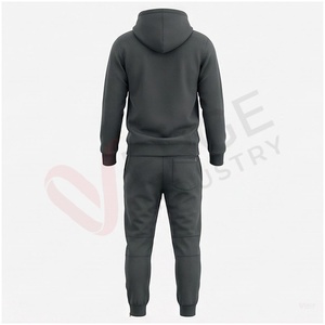 Conjunto Deportivo Gris con Capucha para Hombre, Manga Larga, Color Sólido, Transpirable, Informal, para Otoño, Corte Regular, Cierre con Cordón - Product Image 2