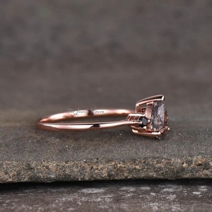 Unique Black Rutile Engagement <b>Ring</b> Rutile Quartz Three Stone <b>Ring</b> Black Quartz Vintage <b>Ring</b> For Her Pear Shape Black Rutilated - Product Image 5
