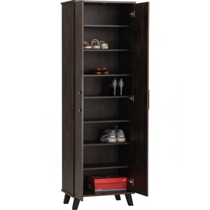 Minimalist Compact Wooden Cabinet Double Door <b>Tall</b> Level <b>Storage</b> for Apartment Rental Property and Hallway Walkway Stand - Product Image 2