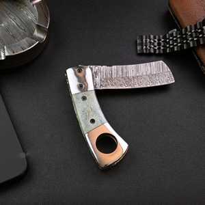 Cuchillo de Caza de Acero de Damasco Grabado OEM de Alta Calidad, Punta Recta, Mango Personalizado, Portátil, Duradero, Grado DIY - Product Image 4