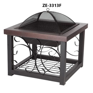Mesa de Leña Cuadrada 2 en 1 de 28 Pulgadas con Pantalla Antichispas de Malla y Tapa para Patio Exterior, Jardín y Terraza - Product Image 1