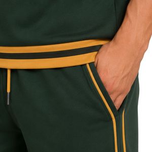 Conjunto Deportivo para Hombre, Color Verde Mostaza, Sin Mangas, con Capucha, Logotipo Personalizado, para Gimnasio, Fitness, Entrenamiento, Sudadera y Pantalones Cortos Deportivos - Product Image 4