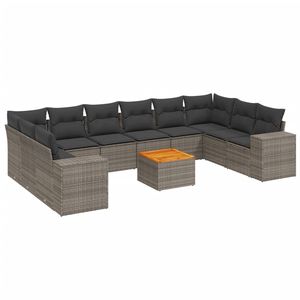 Grand ensemble de canapés de jardin en rotin PE gris avec housses amovibles - Product Image 2