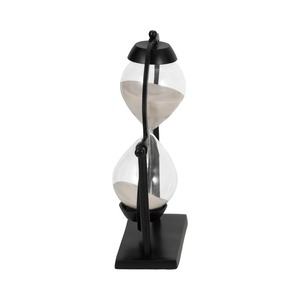 Sablier en verre noir de qualité supérieure, élégant et décoratif, idéal pour table console, table basse et décoration intérieure, provenant d'Inde. - Product Image 3