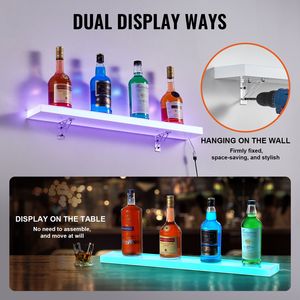 ชั้นวางขวดเหล้าแบบติดผนัง 1 ชั้น พร้อมไฟ LED ขนาด 30 นิ้ว สำหรับใช้ในบ้านและร้านค้า ใช้ไฟส่องสว่าง 1 ระดับ - Product Image 5
