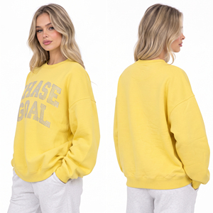 OEM Custom Rhinestone Printed <b>Sweat</b> Shirt Ladies Oversized Sweatshirts Long Sleeve Cotton Fleece <b>Top</b> Crew Neck Ladies <b>Sweat</b> <b>Tops</b> - Product Image 4