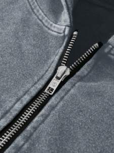 Sudadera con capucha vintage con efecto acid wash para hombre, oversize, con cremallera, doble capucha, hombros caídos, manga larga - Product Image 3