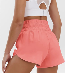 Shorts de yoga taille mi-haute pour femmes, effet push-up, respirants, séchage rapide, en nylon/spandex, pour l'été, pantalon de sport uni, vente chaude, OEM - Product Image 5