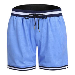 Shorts de basket-ball professionnels pour hommes, bleu clair, respirants, à séchage rapide, en maille, pour l'entraînement sportif et le fitness - Product Image 1