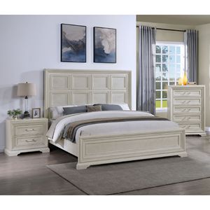 Bellissimo stile di transizione 1 pz comodino a 2 cassetti bianco finitura crema in legno casa camera da letto mobili - Product Image 5