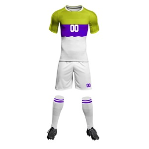 Soccer Jersey <b>Set</b> Green Yellow Purple Color Block Sublimated Short Sleeve Men's Athletic Wear All Seasons Breathable - Product Image 5