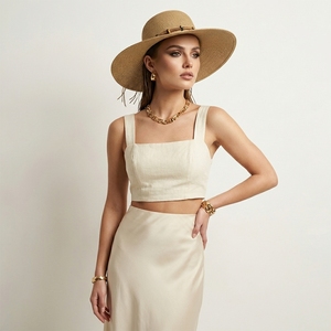 Hot Woven Straw <b>Hat</b> Wide Brim Natural Grass Beaded <b>Band</b> Unisex Beach Accessory Adult Summer <b>Hat</b> - Product Image 4