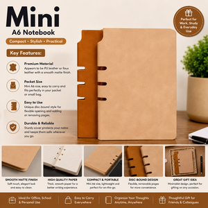 Cuaderno A5 con Cubierta de PU, 100gsm, Encuadernado Cosido, Papel Kraft Natural Sostenible, Ligero y Compacto, Agenda para Oficina, Escuela, Uso Diario, Regalo - Product Image 5