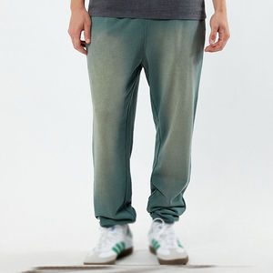 Pantalon décontracté droit pour homme, pantalon de survêtement peint, en toile de coton élasthanne délavée à l'acide, taille mi-haute, pour l'extérieur - Product Image 1