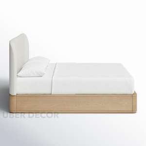 Cama de Plataforma Minimalista Personalizable OakGlide con Cabecera Tapizada 1000g, Fabricación Manual para Dormitorios Contemporáneos - Product Image 2