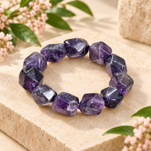 Anillo de cuentas de amatista natural pulida irregular, piedra suelta de cristal morado para la fabricación de pulseras - Product Image 4