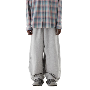 Pantalones Deportivos Grises para Hombre, Cintura Elástica, Corte Holgado, Algodón Medio, con Cordón Ajustable y Bolsillos Laterales, Estilo Otoñal - Product Image 1