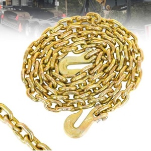 Chaînes d'arrimage soudées en acier allié G80, zinguées, avec crochets à étrier/œil (un crochet courbé) 7,1 mm x 28 m, standard - Product Image 2