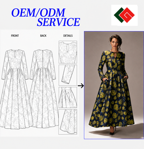Wholesale Women Dress Elegant Floral Print A-Line Maxi Dress With Full Sleeves V-Neck Satin Fabric Autumn Evening <b>Gown</b> - Product Image 6
