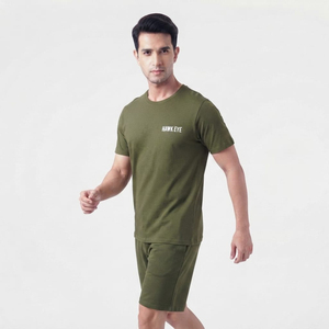T-shirt en coton pour homme, col rond, couleur vert olive tendance, de qualité supérieure, manches courtes, vêtements d'été - Product Image 4