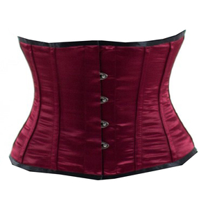 Women Satin Waist Cincher Firm Control Corset <b>Red</b> Hook-and-Eye Design Breathable Shapewear - Product Image 1
