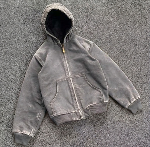 Sudadera con capucha y cremallera completa estilo raglán vintage, con efecto lavado ácido, mangas en contraste, teñido en prenda, forro polar desgastado, capa de abrigo urbano - Product Image 2