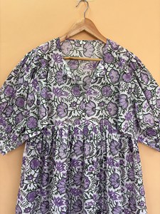 Women's <b>Loose</b> Fit Floral Print Cotton Midi <b>Dress</b> Tie-Neck Short Sleeve Casual Summer <b>Dress</b> Breathable Short <b>Dress</b> - Product Image 4