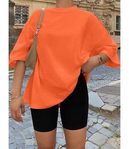 Nueva Llegada: Camiseta de Mujer 100% Algodón Sólido, Manga Media, Hombro Caído, Oversize, Casual, Holgada y Transpirable - Bangladesh - Product Image 5