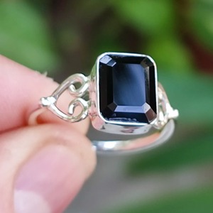 Black Onyx <b>Ring</b> 925 Sterling <b>Silver</b> Handmade Boho <b>Statement</b> Promise <b>Ring</b> for Women Natural Black Onyx Cushion July Birthstone - Product Image 1