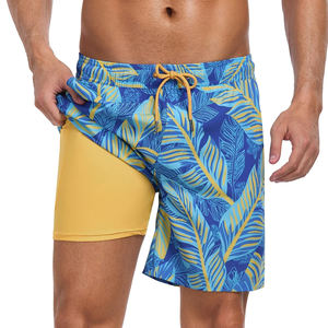 Bermudas de Natación para Hombre de Secado Rápido, Transpirables, con Cintura Elástica, 100% Algodón, Lavado Ácido, Estampado por Transferencia Térmica - Product Image 1