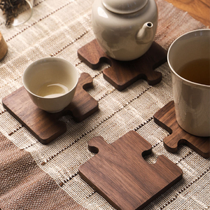 Interlocking Wooden <b>Trivet</b> Set Puzzle Design, Heat Resistant Mat for Pots Bowls Cups, Surface Table Protection Coaster - Product Image 6