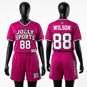 Premium 180 GSM Polyester <b>Mesh</b> Women Football Jersey Short <b>Set</b> Purple Tackle Twill Custom Logo Women's <b>Sets</b> - Product Image 2