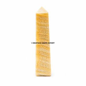 Tour de cristal de quartz calcite citronnée naturelle, rare, de guérison, gravée, à 4 facettes, polie, pour décoration Feng Shui - Product Image 6