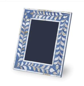 Nuevo diseño de marco de fotos con incrustaciones de nácar, marco floral hecho a mano de MDF y resina, marco para fotos con nácar a precio de fábrica al por mayor. - Product Image 5