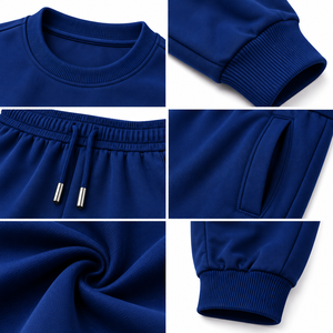 Conjunto Deportivo de Dos Piezas para Hombre, Invierno, Azul Marino, Estampado de Leopardo, Sudadera de Cuello Redondo, Pantalones Jogger de Manga Larga, Transpirable - Product Image 5