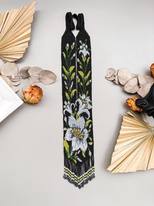 MEILLEURE VENTE Collier noir perlé avec fleur blanche, collier floral orchidée blanche, bijoux fantaisie en perles de rocaille, idéal pour un cadeau - Product Image 2