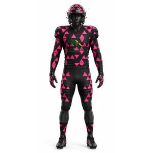 Ensemble de maillot et pantalon de football pour homme NEXTEX, imprimé triangle, noir et rose, sublimation - Product Image 1