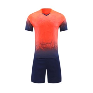 Unisex Orange <b>Navy</b> Gradient Soccer Jersey Set V-Neck Short Sleeve Moisture Wicking Four-Way Stretch Anti-Bacterial Polyester - Product Image 3