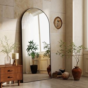 Miroir sur pied surdimensionné de 71''x30'' avec cadre en métal noir, incassable et portable - Product Image 1