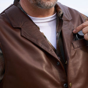 Chaleco de Cuero Estampado de Nuevo Estilo, Unisex, el Mejor Diseño, Oferta de Invierno, 1 Pieza, Chaleco de Cuero Genuino de Alta Calidad - Product Image 6