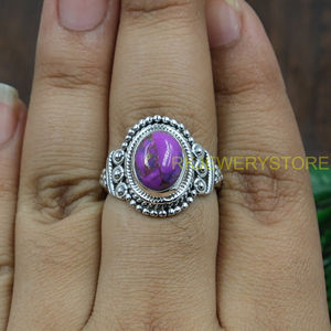 Natural Purple Copper Turquoise <b>Ring</b> 925 Sterling <b>Silver</b> Handmade Boho <b>Statement</b> <b>Ring</b> for Women VintageDesigner Gemstone Jewelry - Product Image 4