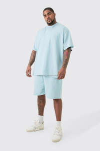 Camiseta de algodón 100% de gran tamaño, conjunto corto, estilo informal de verano, secado rápido, transpirable, teñido liso, corazón, punto de contraste, estampado gráfico - Product Image 4