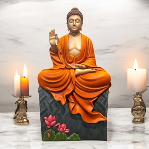 Estatua de Buda Sentado de Resina Hecha a Mano, Estilo Art Deco |   Figura Decorativa de Buda Meditando en Loto para el Hogar, Oficina y Decoración Espiritual - Product Image 2