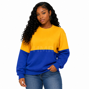 Sweat-shirt personnalisé HMR Sorority Sisterhood, col rond, manches longues, bleu jaune, coton tricoté, vêtements d'automne - Product Image 1