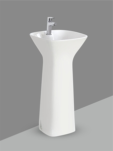 Lavabo Minimalista de Una Pieza, Cuadrado, con Pedestal Milano, de Cerámica, para Colgar en la Pared, Diseño sin Costuras, Acabado Blanco Glaseado - Product Image 3