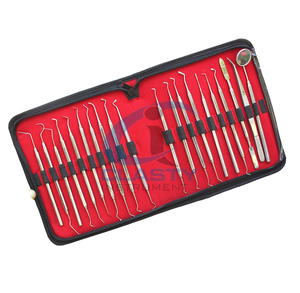 Kit de spatules de nettoyage dentaire, instruments dentaires manuels, outils chirurgicaux en acier avec étui en cuir - Product Image 2